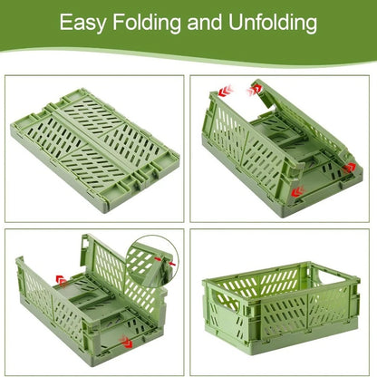 Plastic Foldable Storage Baskets – Stackable Organizer Boxes for Kitchen, Bathroom, Office & Desktop