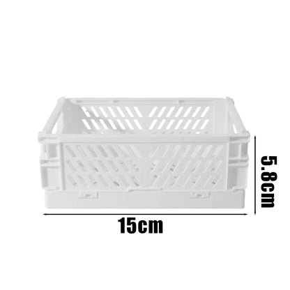 Plastic Foldable Storage Baskets – Stackable Organizer Boxes for Kitchen, Bathroom, Office & Desktop