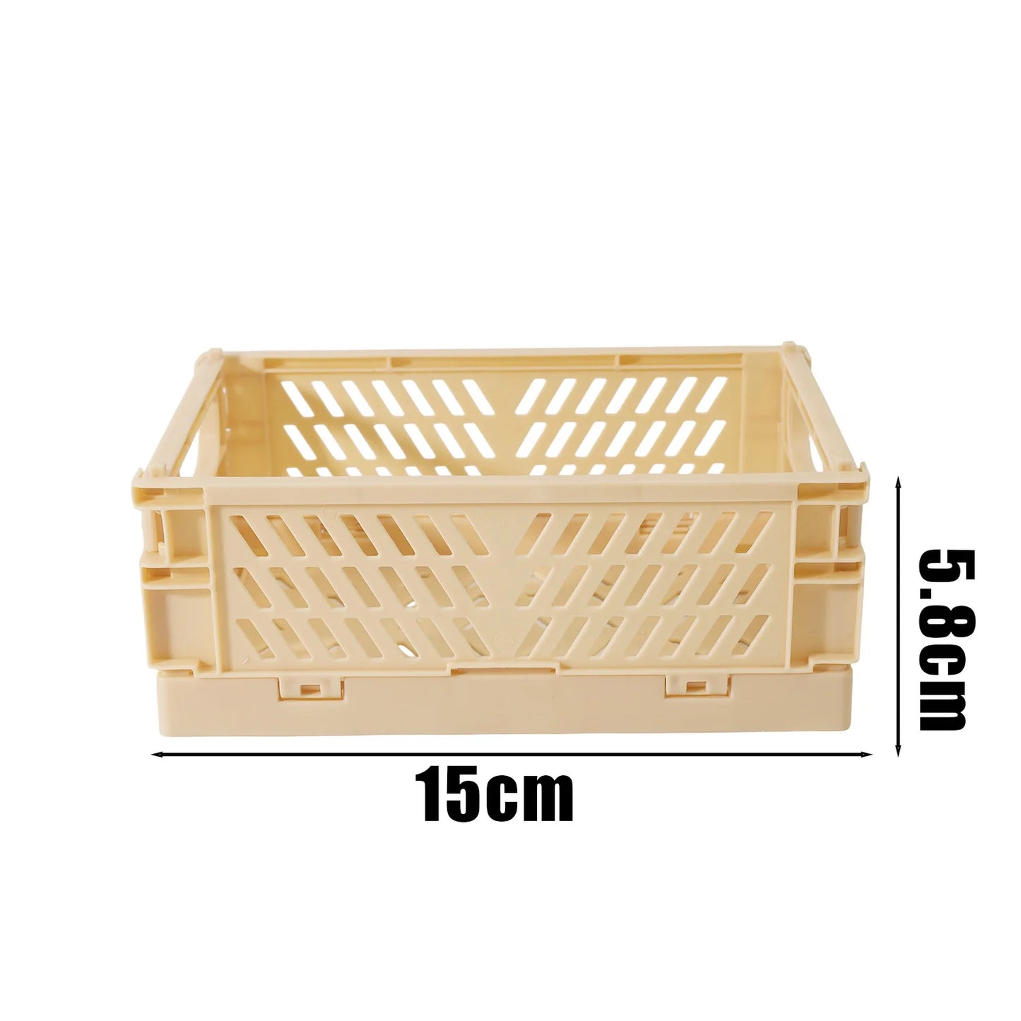 Plastic Foldable Storage Baskets – Stackable Organizer Boxes for Kitchen, Bathroom, Office & Desktop